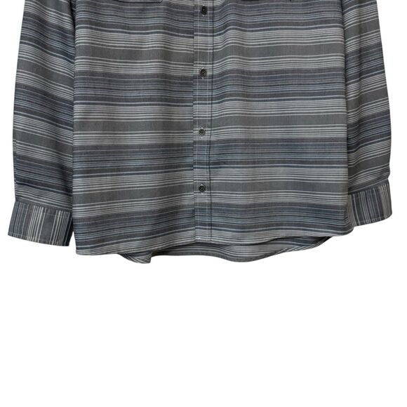 Swiss Tech Mens Size Large Button Up Shirt Long Sleeve Striped Gray Blue - Picture 3 of 10